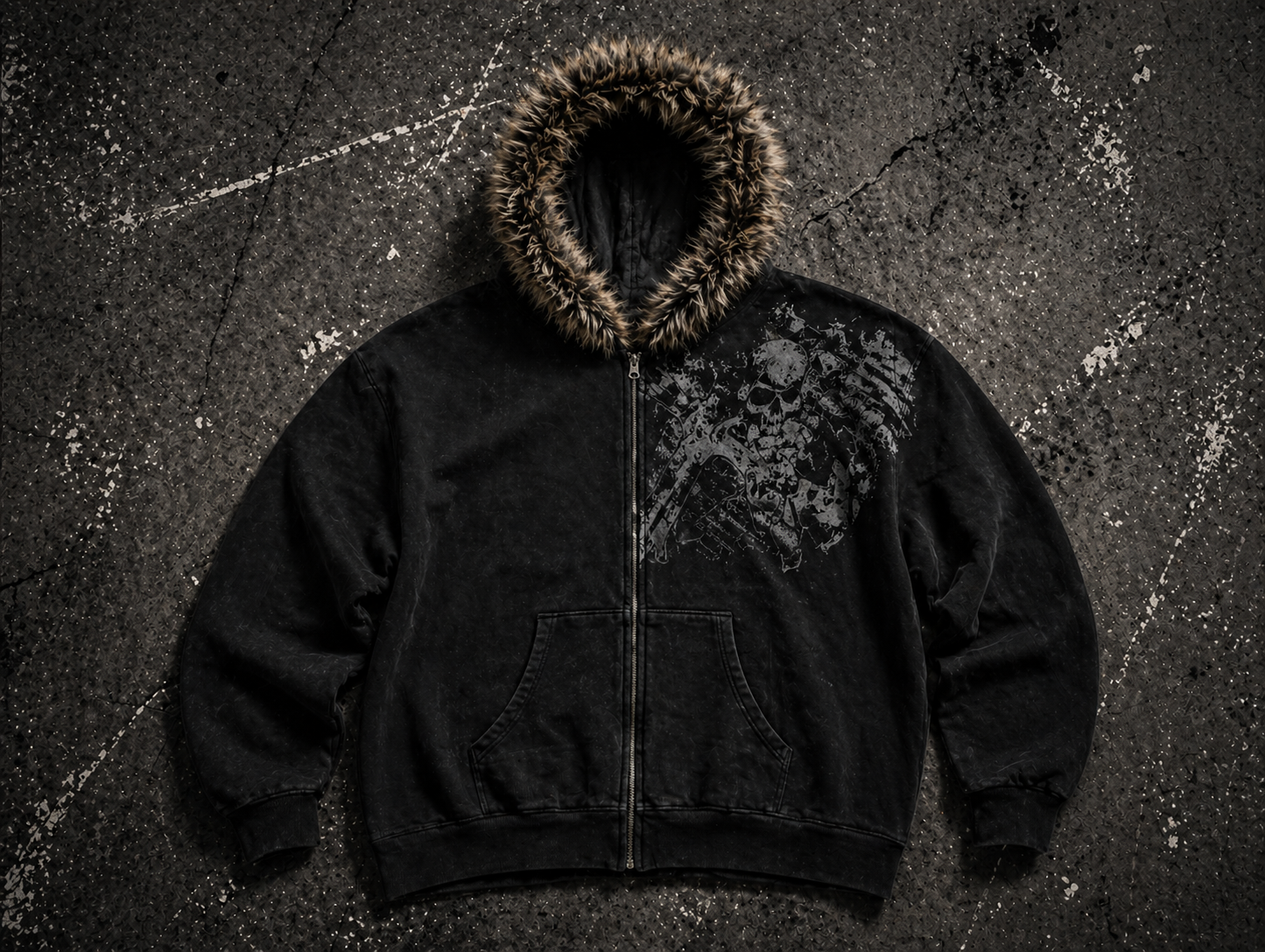 VAULTED — ZIP FUR HOODIE